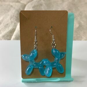 Blue Balloon Dog Earrings